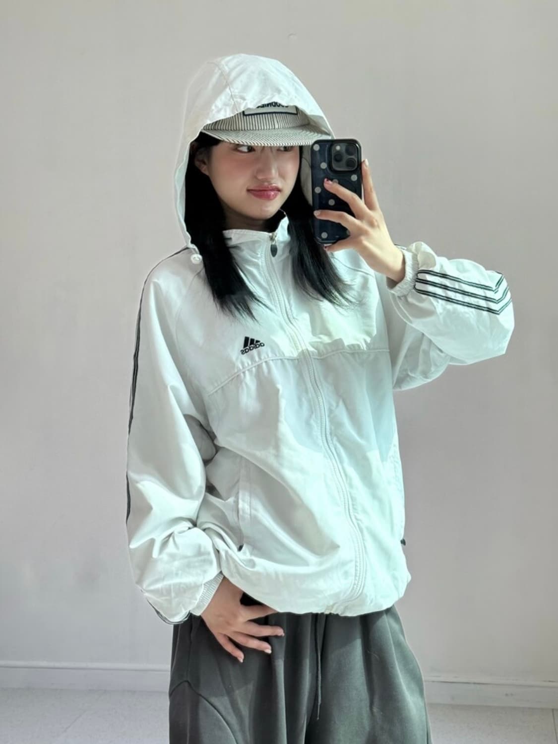 아디다스 올드스쿨 화이트 바람막이 윈드브레이커 상품이미지1
