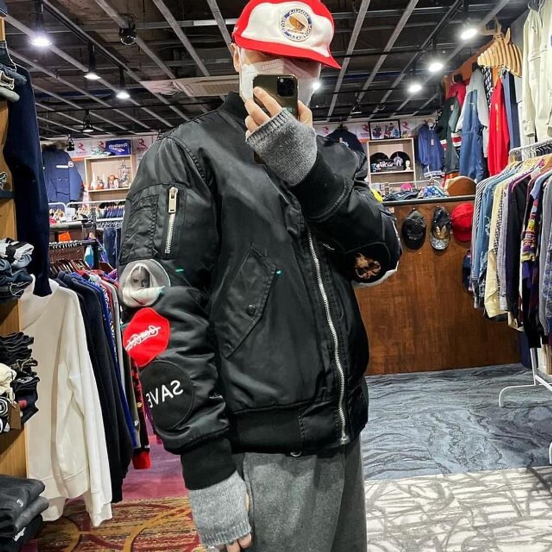 Mr.Gentle W 패치워크 ma-1 자켓 (M) 상품이미지1