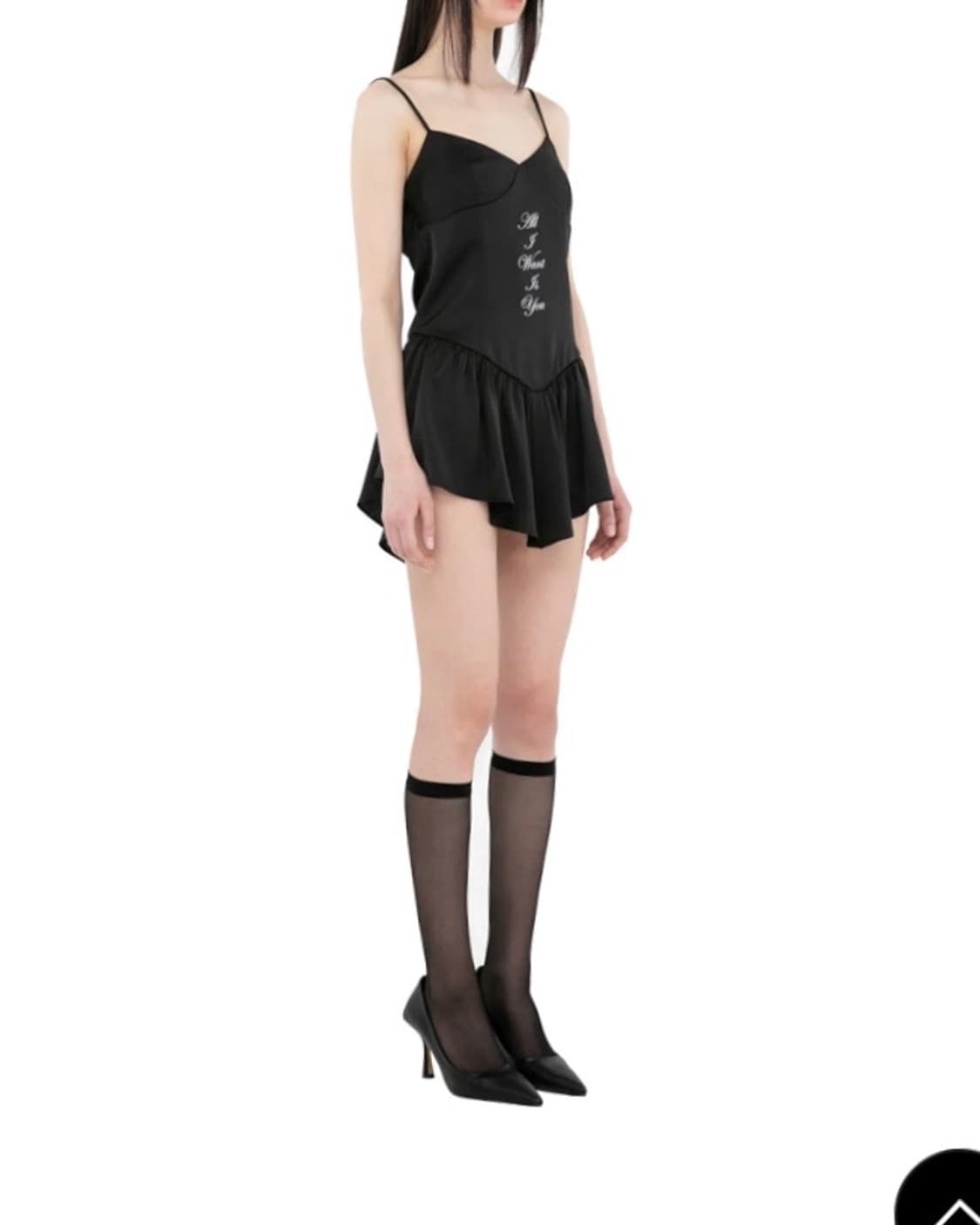 잇자바이브 레터링 사틴 원피스 새틴 슬립 상품이미지1