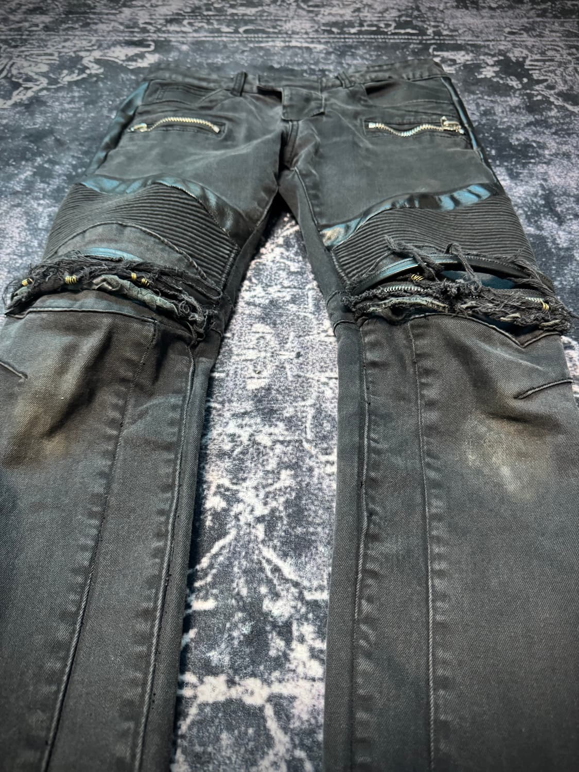 Vintage Custom Black Biker Pants 상품이미지2