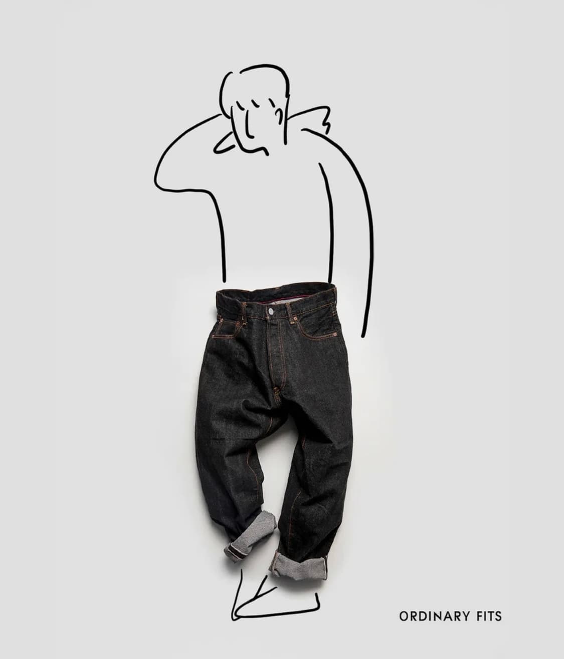 오디너리 핏츠 루즈 테이퍼드 블랙 원워시 상품이미지3