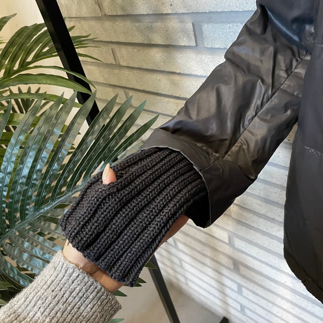 JPN VINTAGE 다운 패딩 스냅버튼 니트 워머 디테일 블랙 상품이미지7