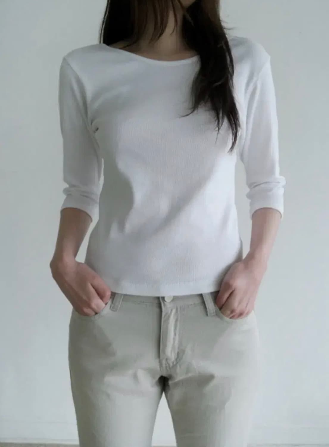 애프터먼데이 7부 티셔츠 - 블랙 상품이미지1