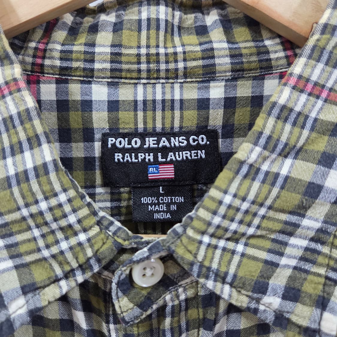 폴로진스 체크 반팔셔츠 L 상품이미지3