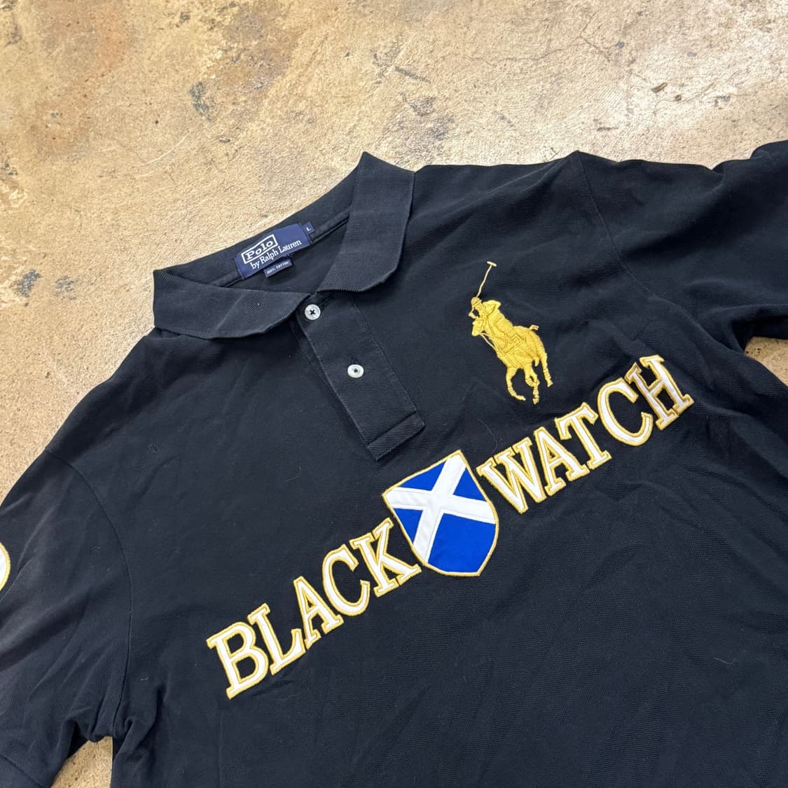 폴로 랄프로렌 치프키프 블랙워치 블랙 골드 빅포니 카라 반팔 티 상품이미지1