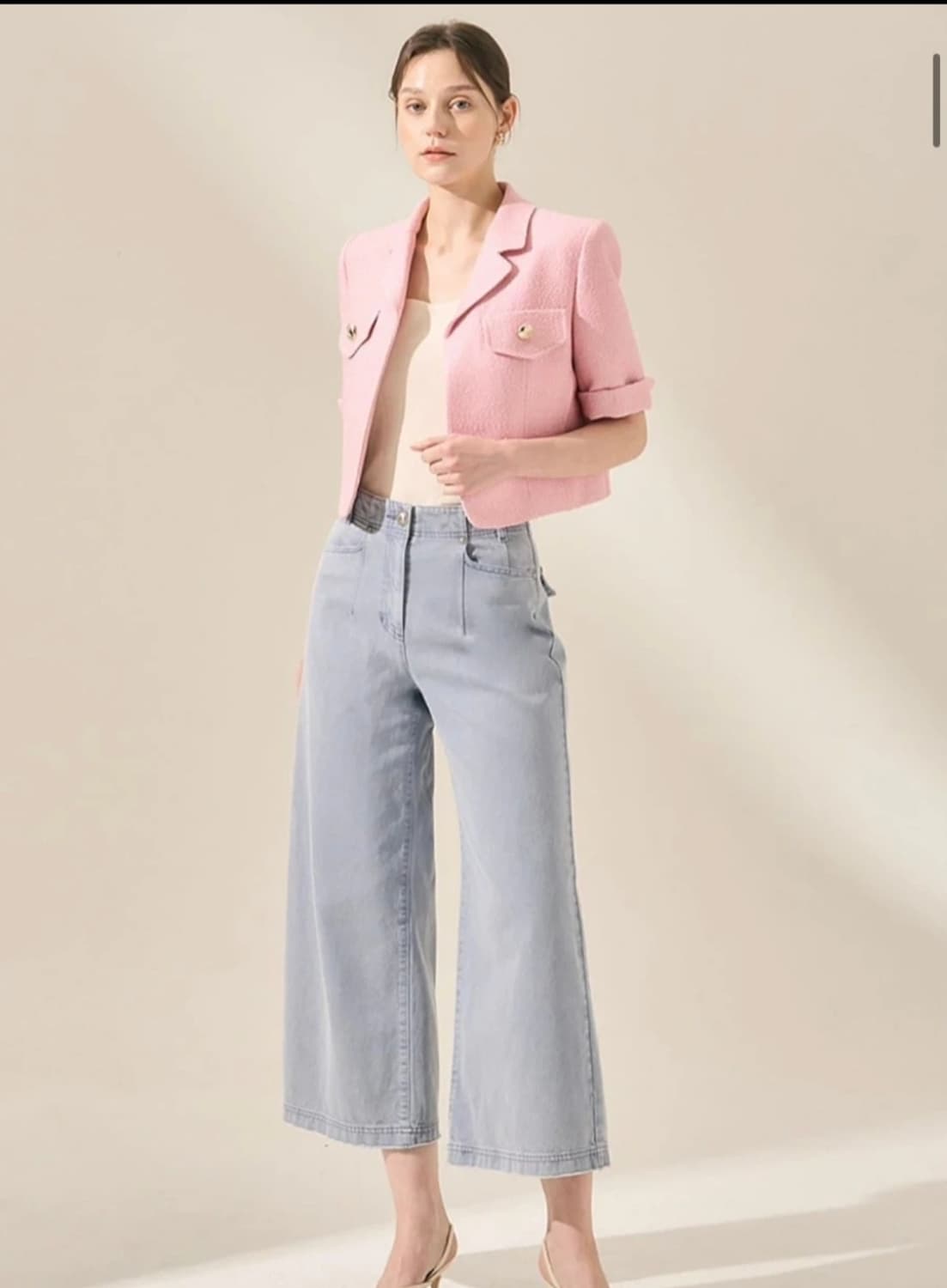 마인 MINE 춘하추 9부 와이드통핏 데님팬츠 33.44 상품이미지1