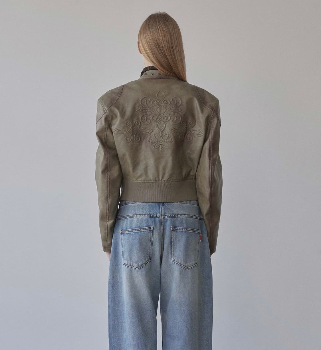 스컬프터 faux leather bomber sage 상품이미지1