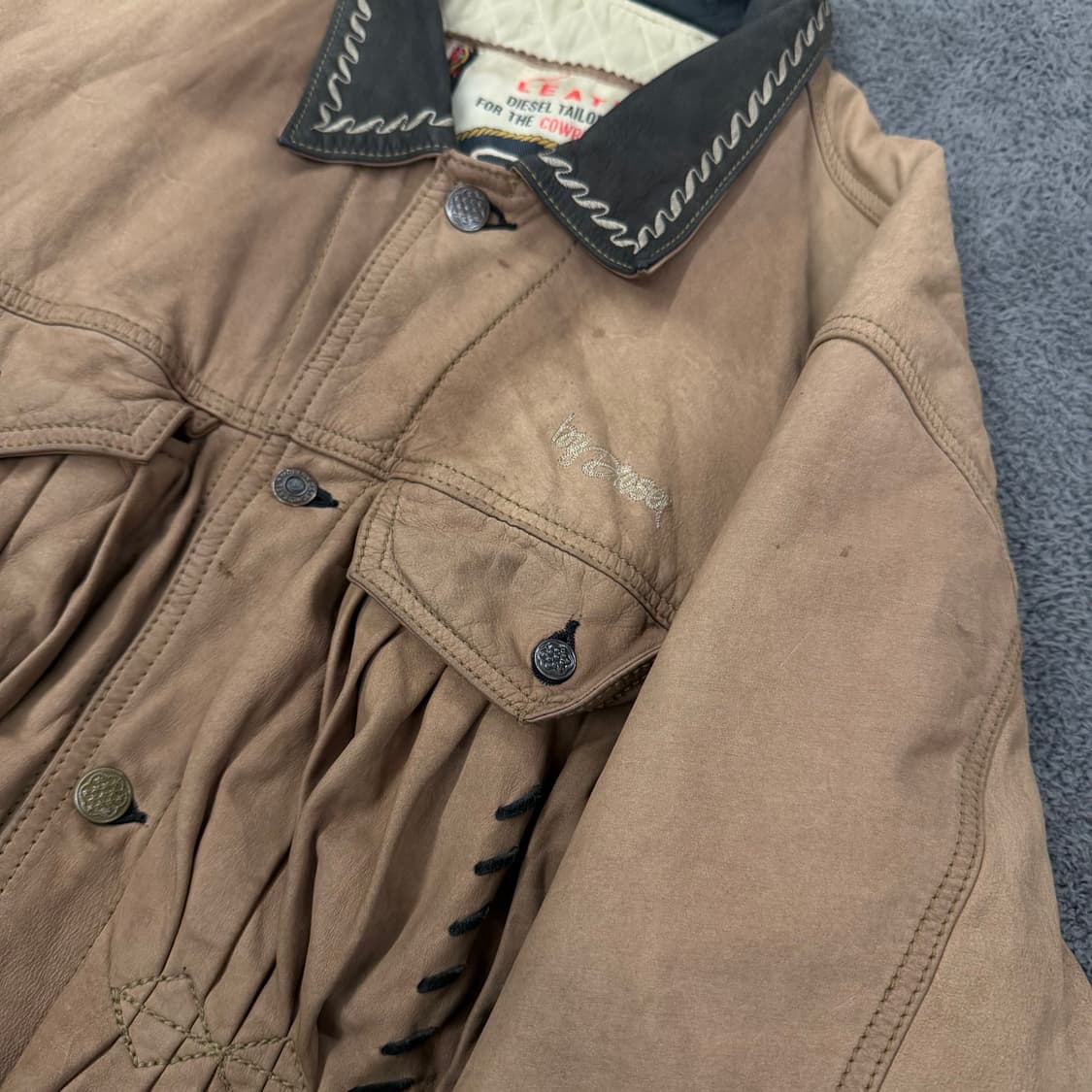 [ 정품/L ] 디젤 스웨이드 레더 가죽 웨스턴 자켓 상품이미지7