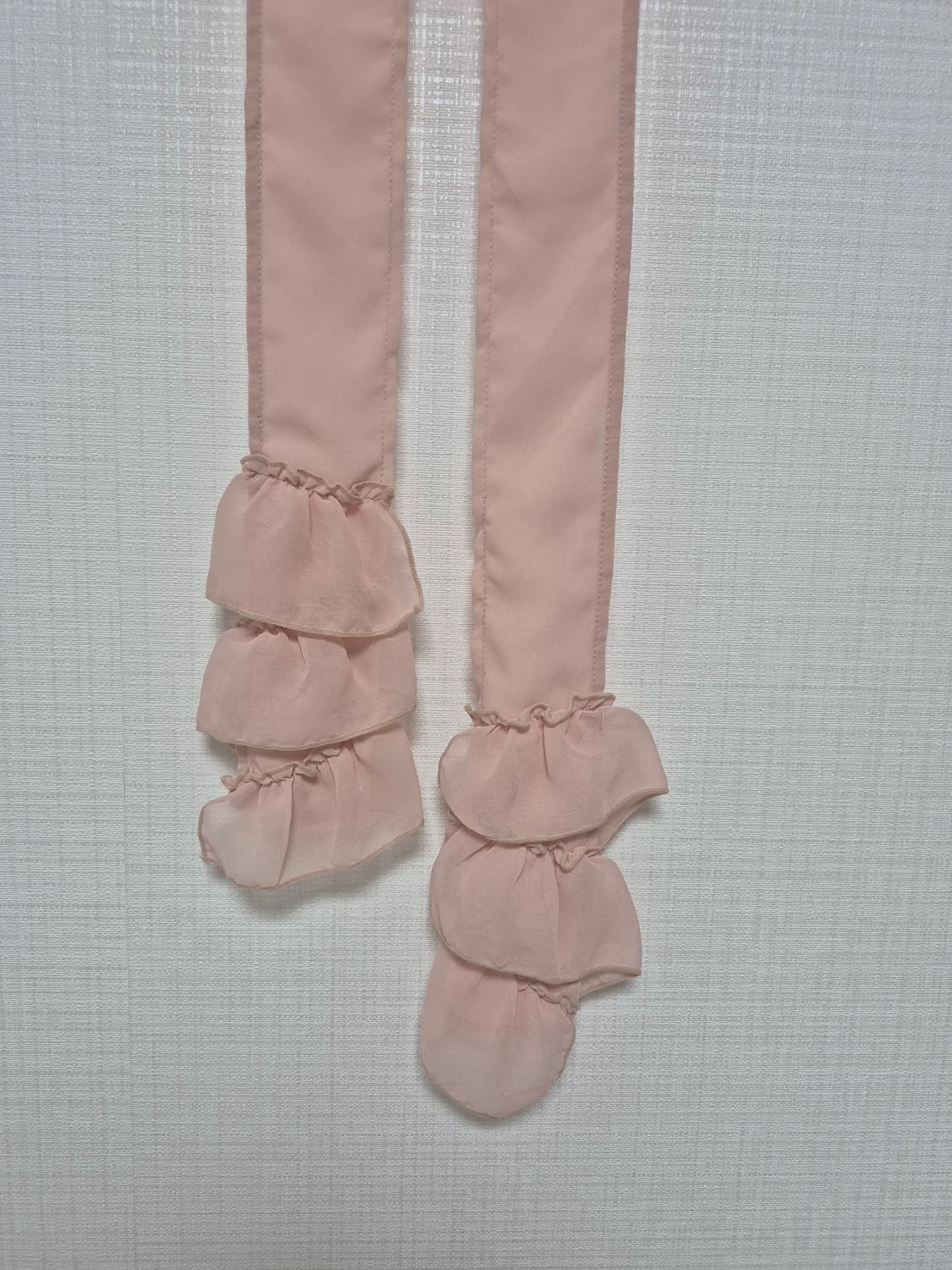 Japanese vintage 쉬폰프릴 스카프 사몬핑크 상품이미지2