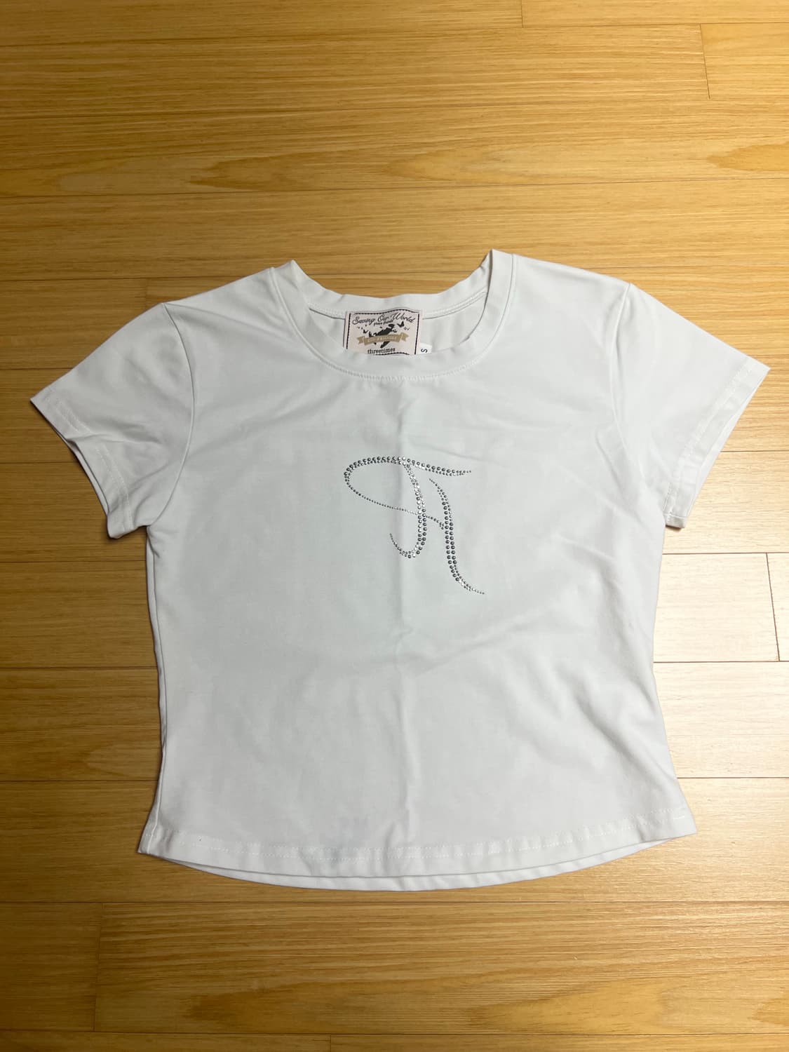 쓰리타임즈 쓰탐 쥬얼티 jewel tee 화이트 S 상품이미지4