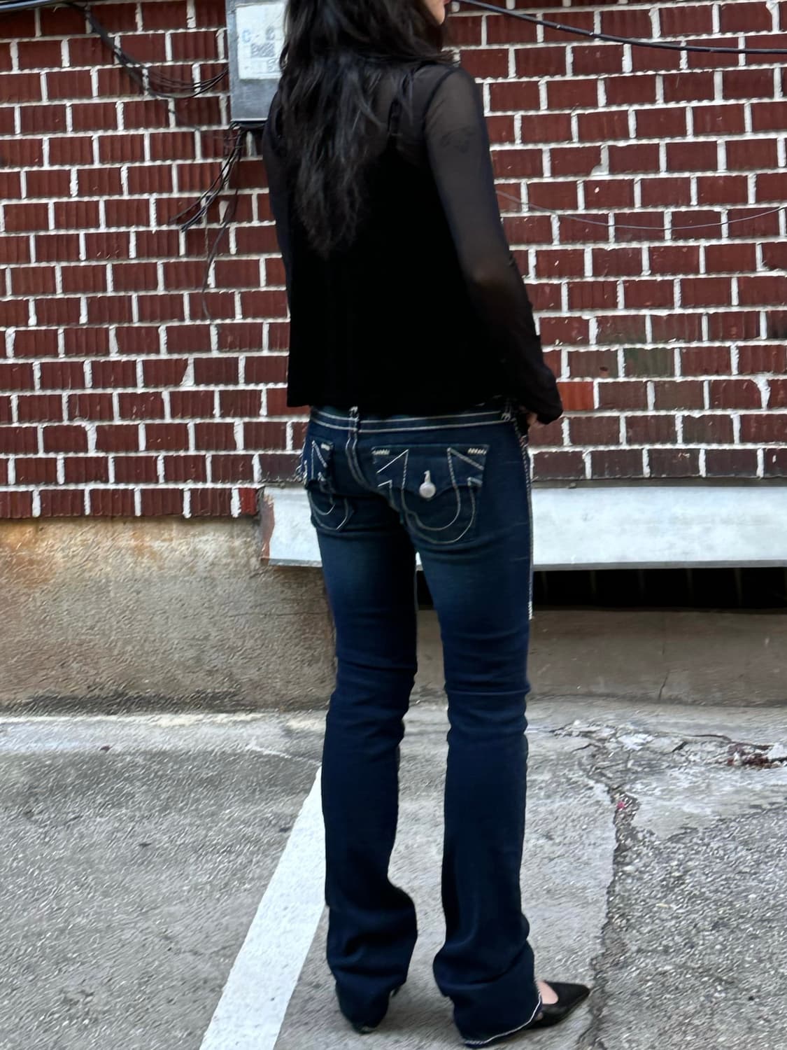 퍼 베스트 시스루 목폴라 트루릴리젼 로우웨스트 팬츠 코디세트  상품이미지6