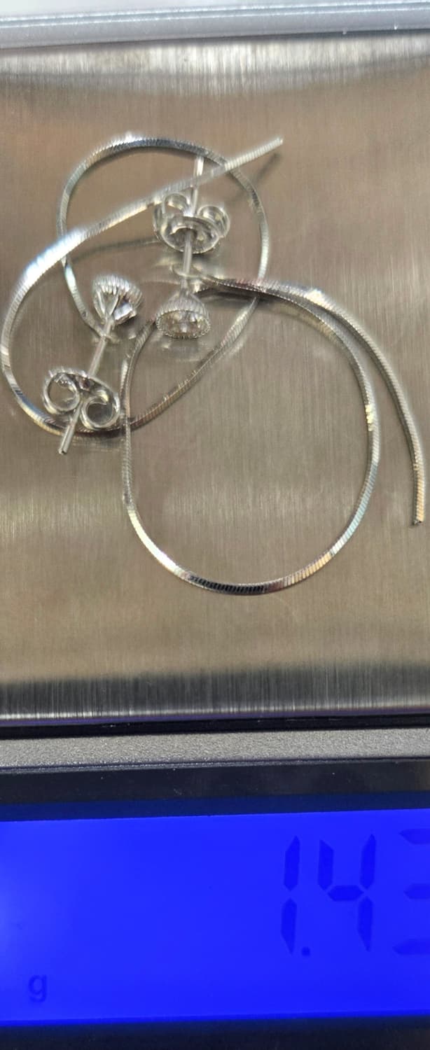 금값처분) 14k 화이트골드 롱 스네이크 체인 귀걸이  상품이미지1