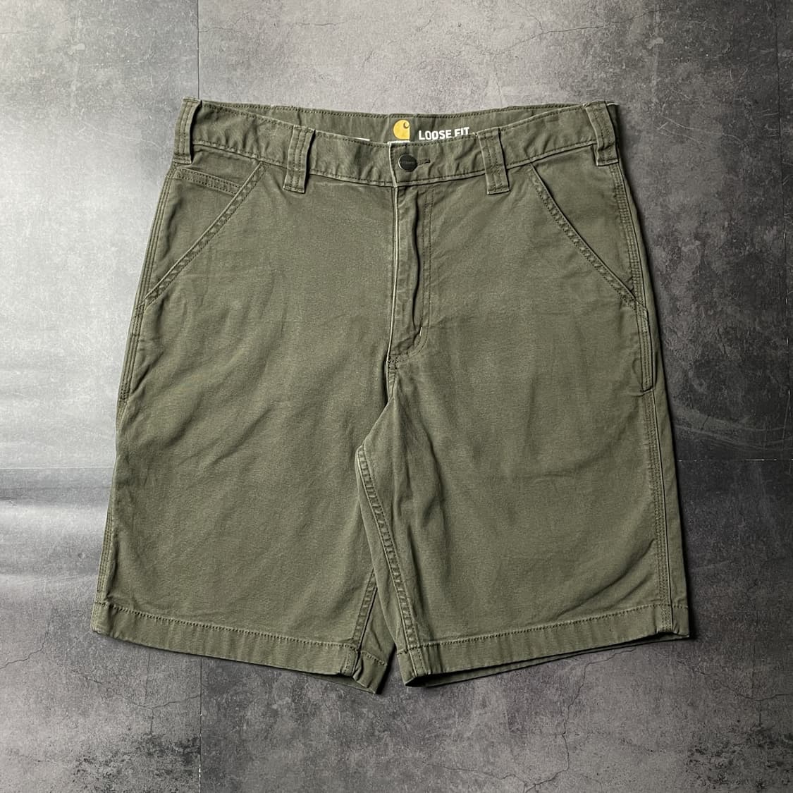 CARHARTT 칼하트 카키 루즈핏 유틸리티 워크 하프팬츠 A01163 상품이미지1