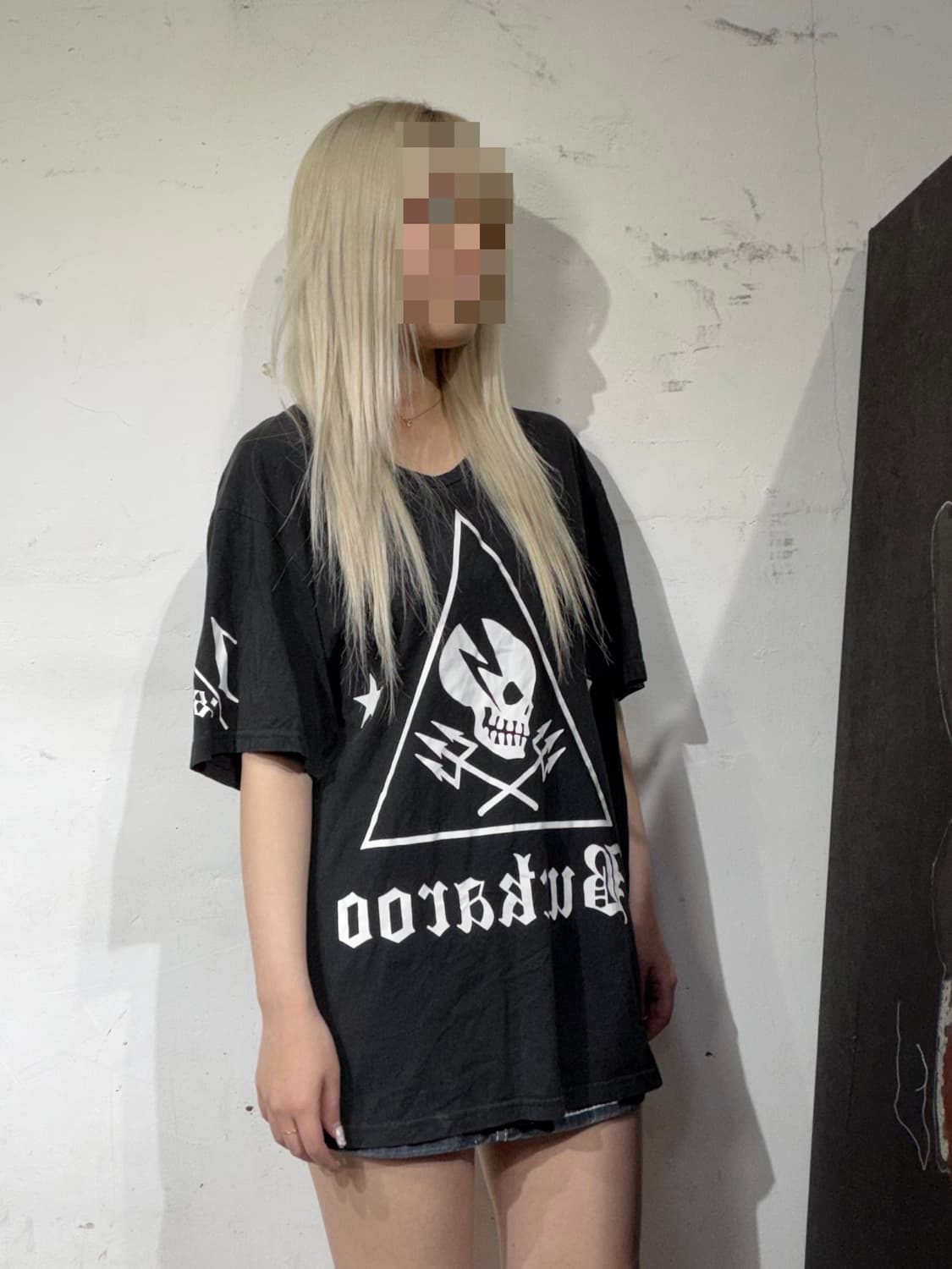 버카루 해골 프린팅 펑크 락티 반팔 티셔츠 L 상품이미지4
