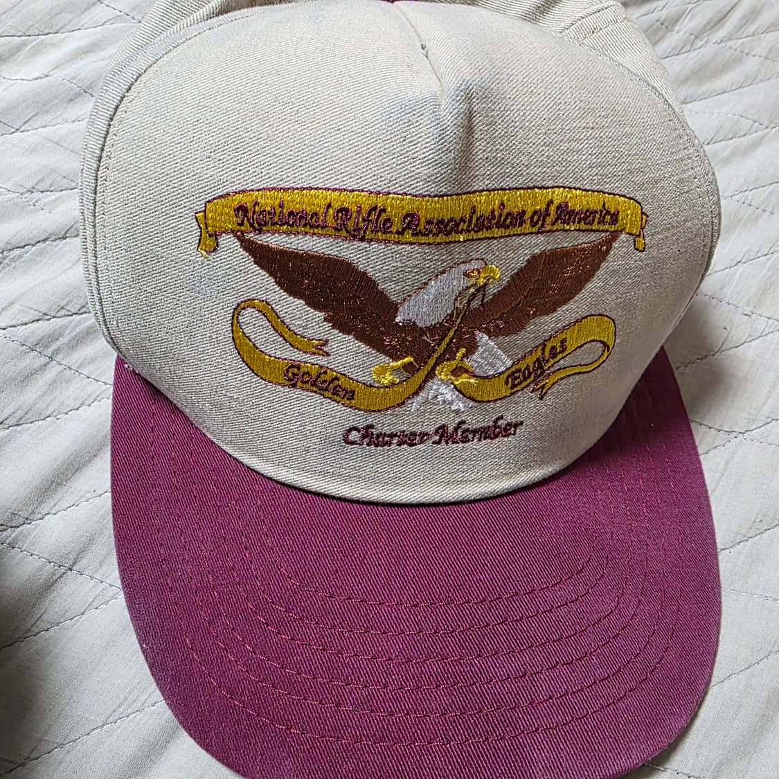 [OS] 빈티지 NRA 골든이글 베이지,버건디 5패널 투톤 캡 상품이미지2