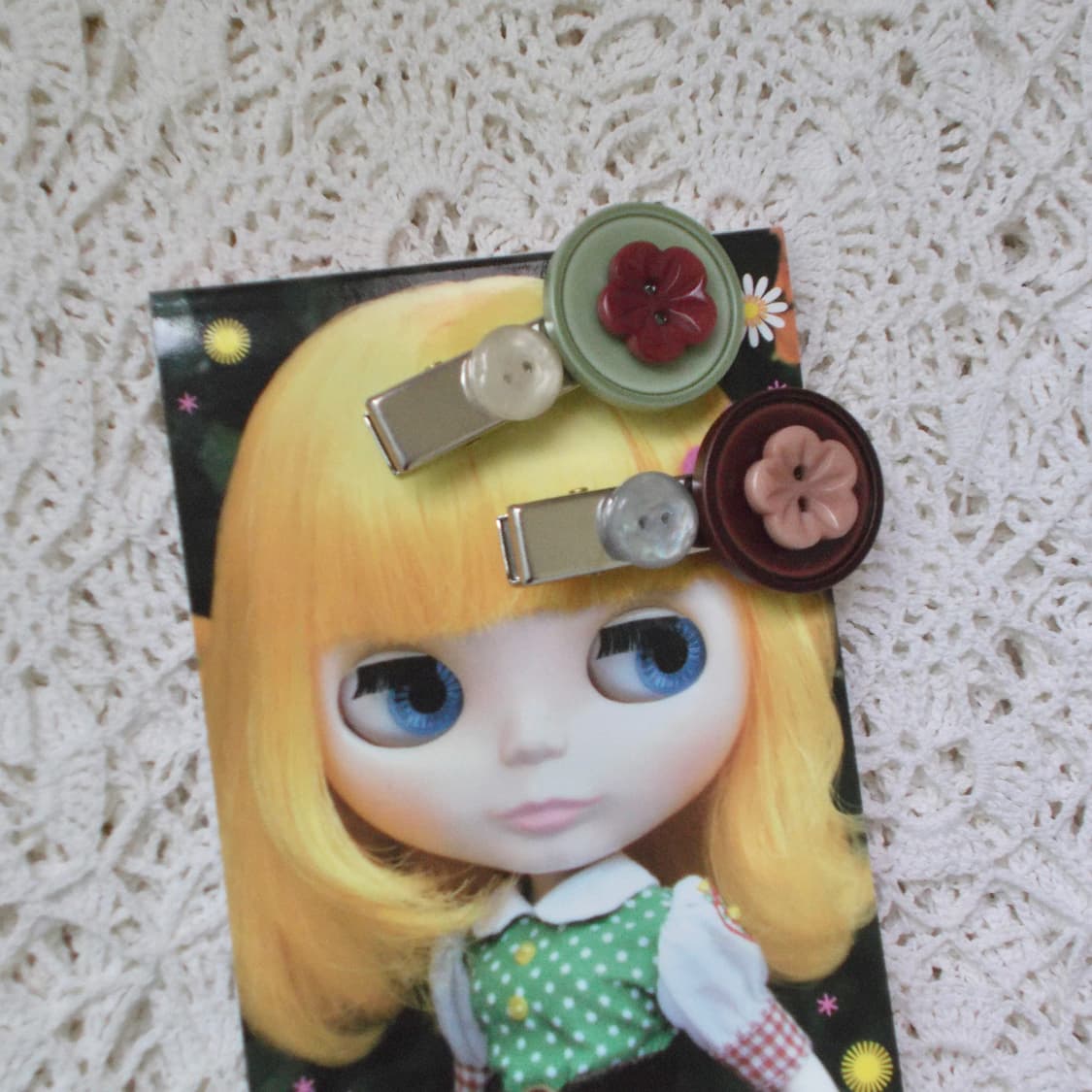 Cute Girl Button Hair-pin 꽃 단추 헤어핀 상품이미지4