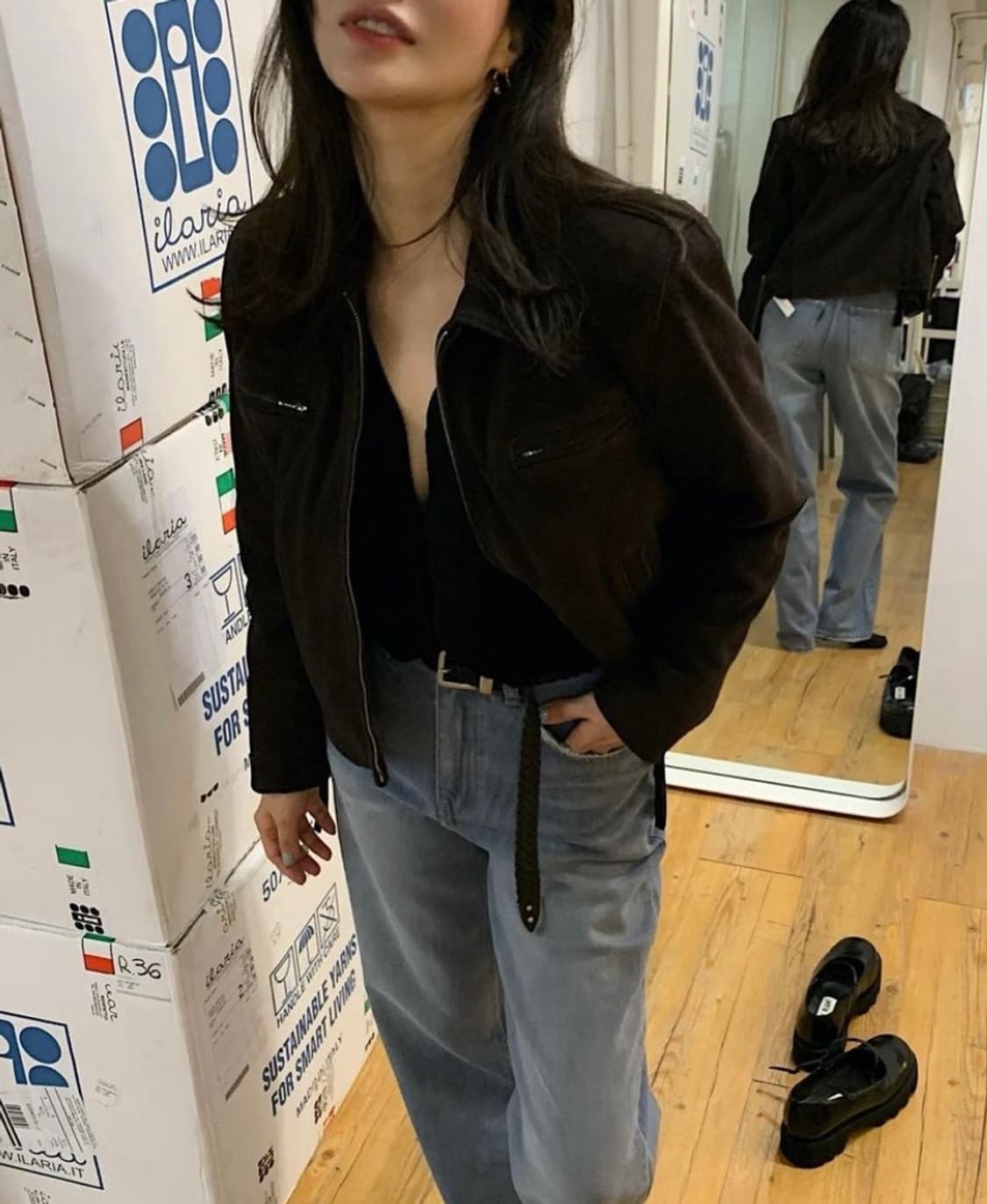 [카리나, 채령 착용]THINK PLANT 띵크플랜트 데님 wide de 상품이미지3