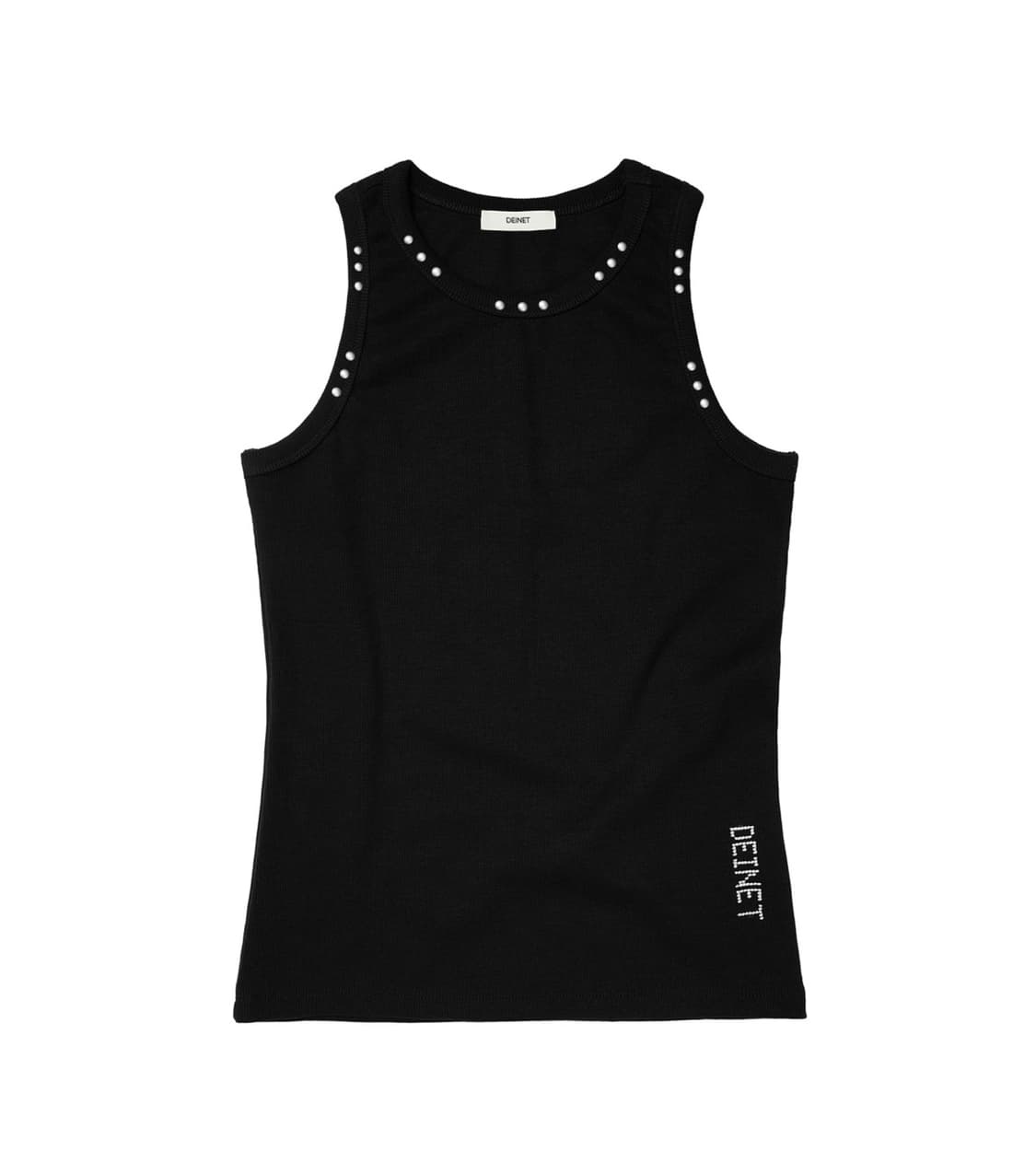 DEINET RIBBED STUD SLEEVELESS IN BLACK 상품이미지1