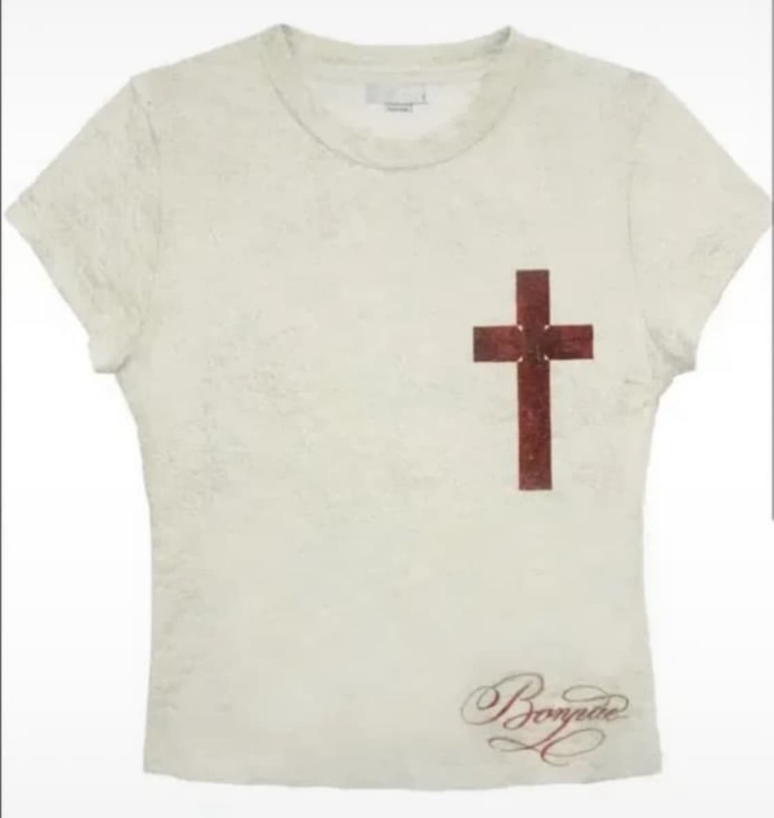 본네 그래픽 오픈 백 슬릿 탑 아이보리 상품이미지1