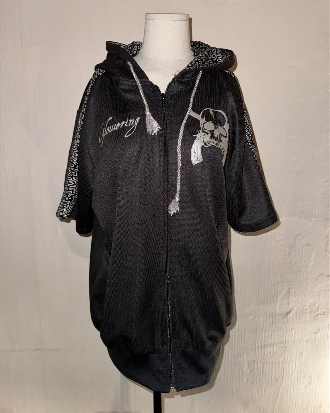 Leopard Detail Skull Hoodie Zip-Up 상품이미지1