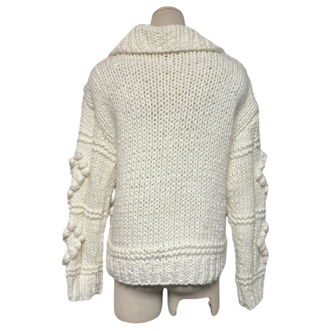 3671 아이보리 루즈핏 투웨이 폼폼 니트집업 니트가디건 상품이미지4