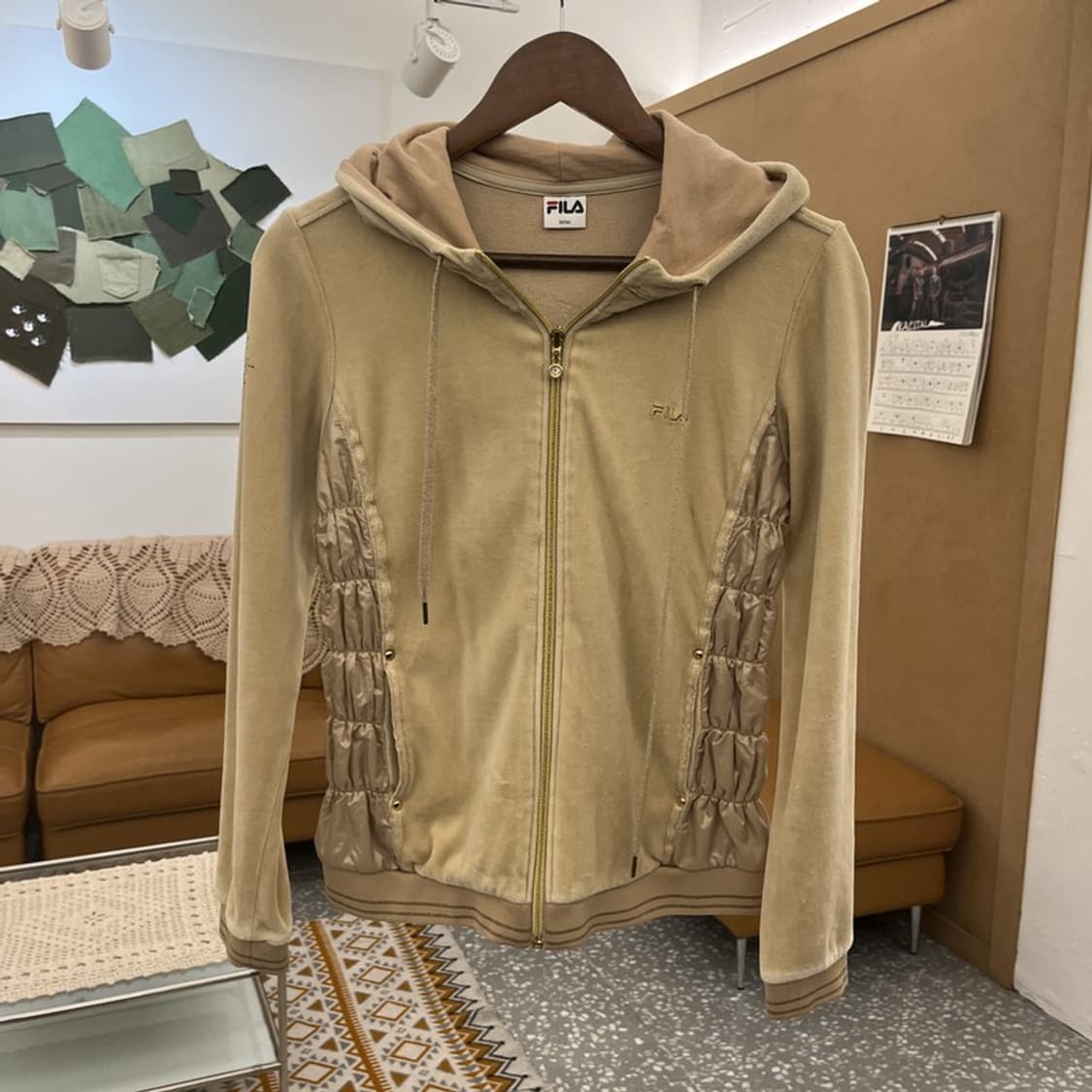 휠라 레트로 폭닥 벨벳 셔링 러블리힙 후드집업 M C10678 상품이미지3