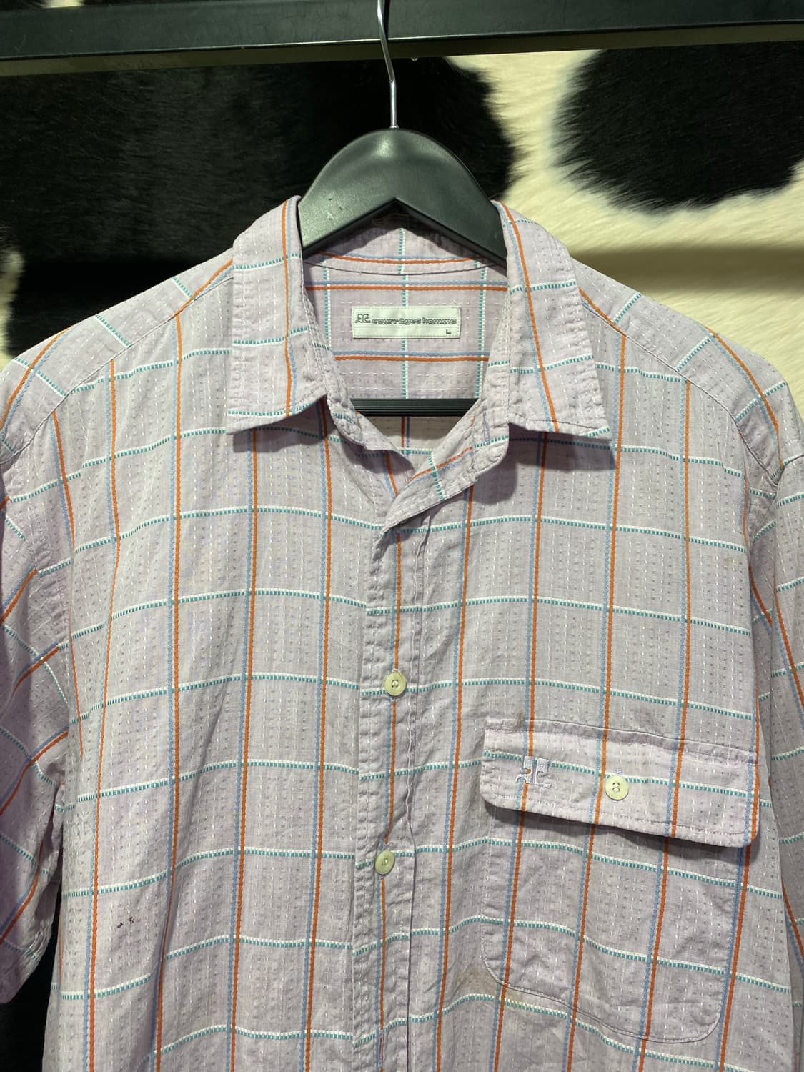 Courrege homme 체크 셔츠 상품이미지3