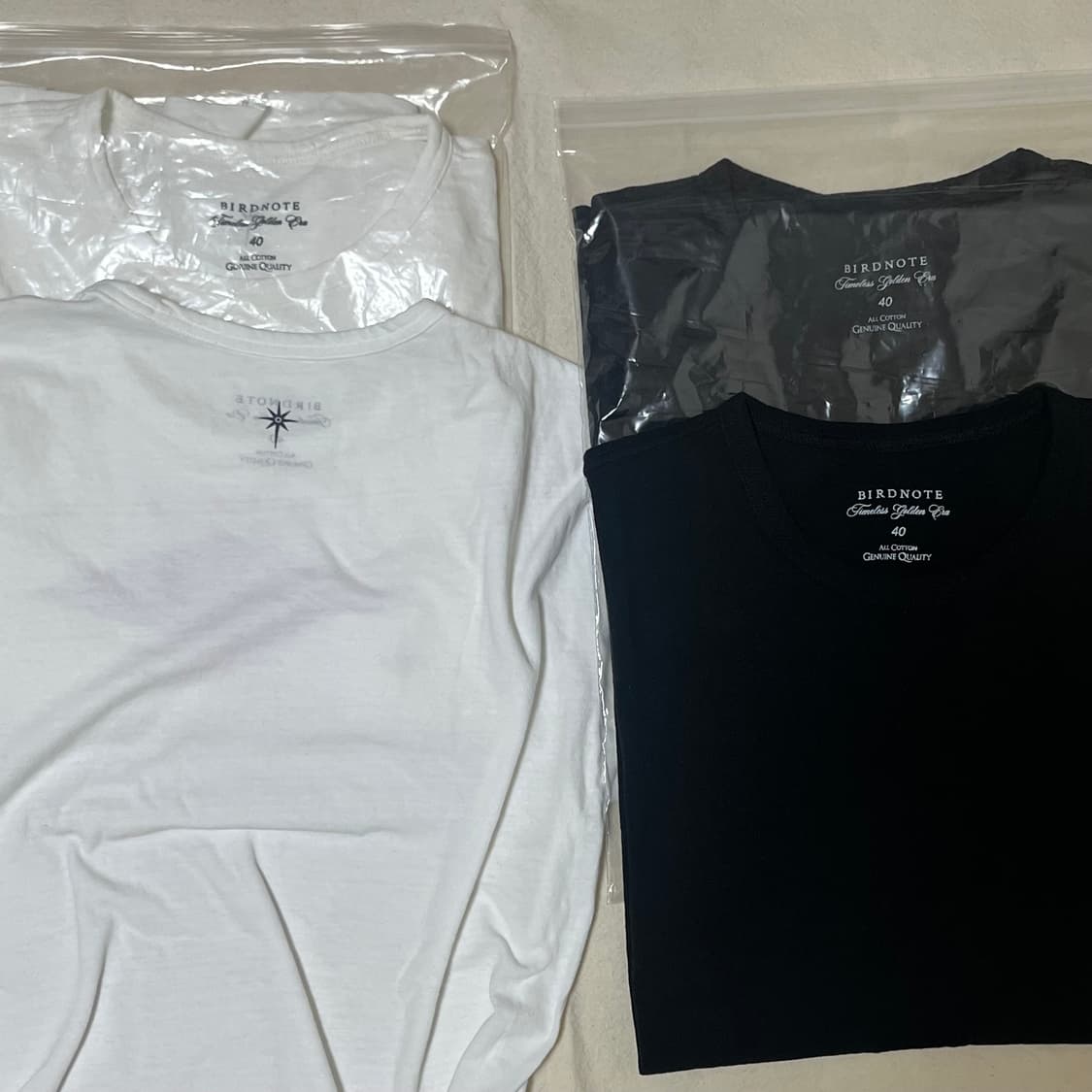 [40] 버드노트 2 PACK 티셔츠 블랙, 화이트 일괄 상품이미지1