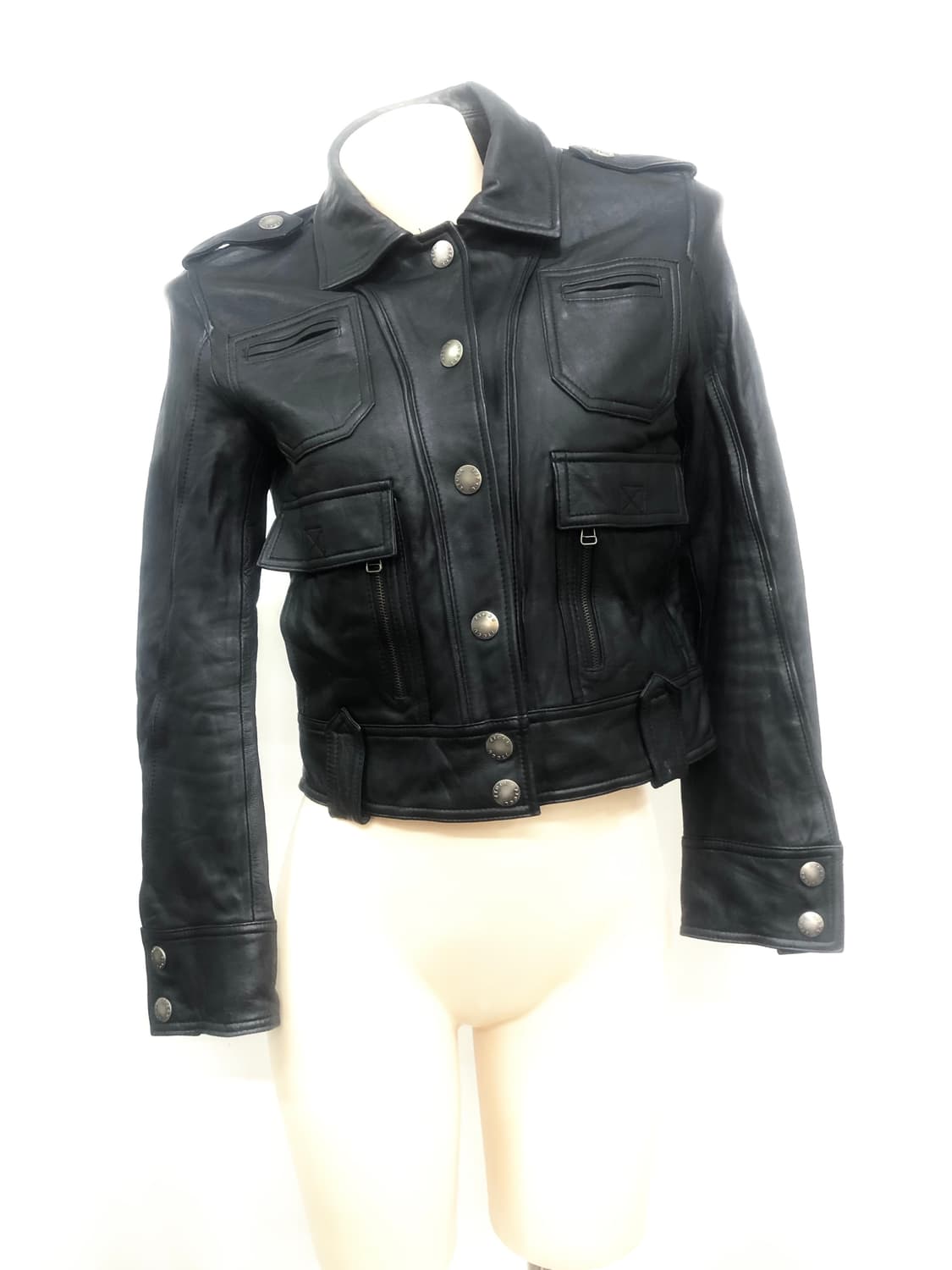 black lambskin button leather jacket 상품이미지2