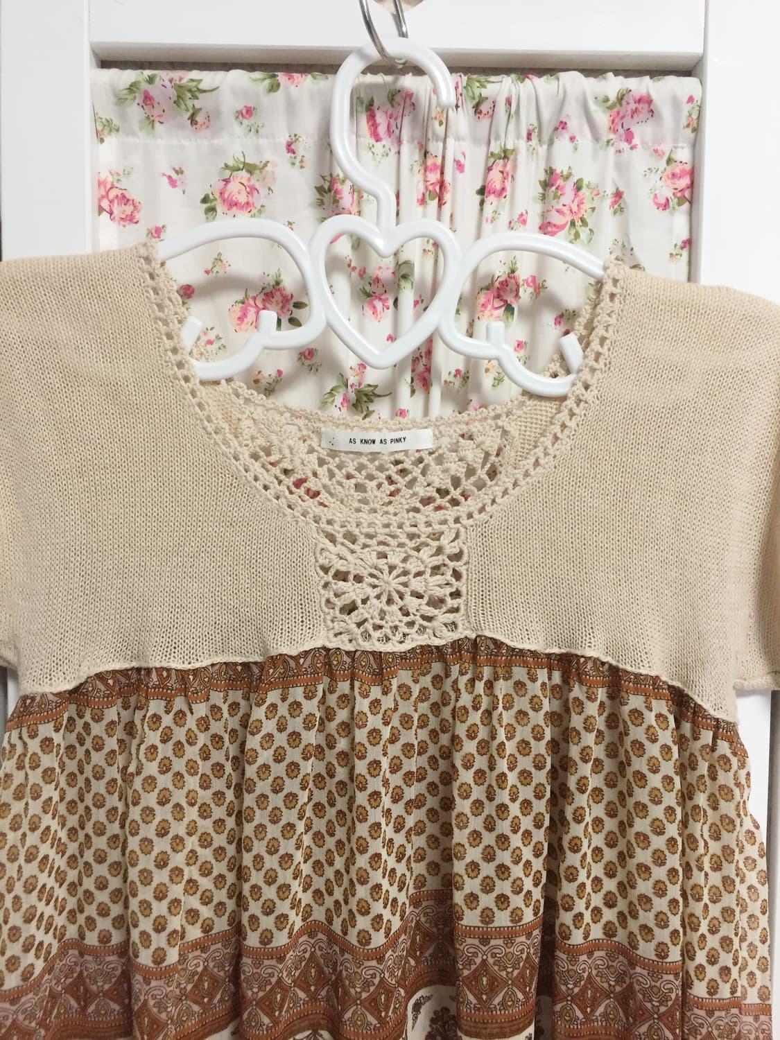 빈티지 브라운 페이즐리 반팔 블라우스 상품이미지3