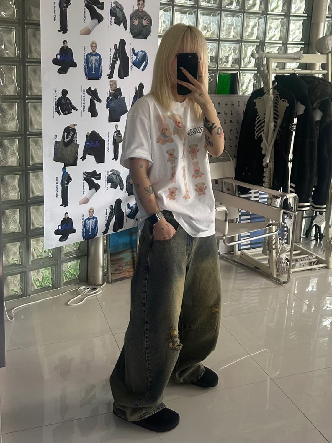 SILHOUETTE CUR 와이드 실루엣 커브 데미지 데님 팬츠 상품이미지2