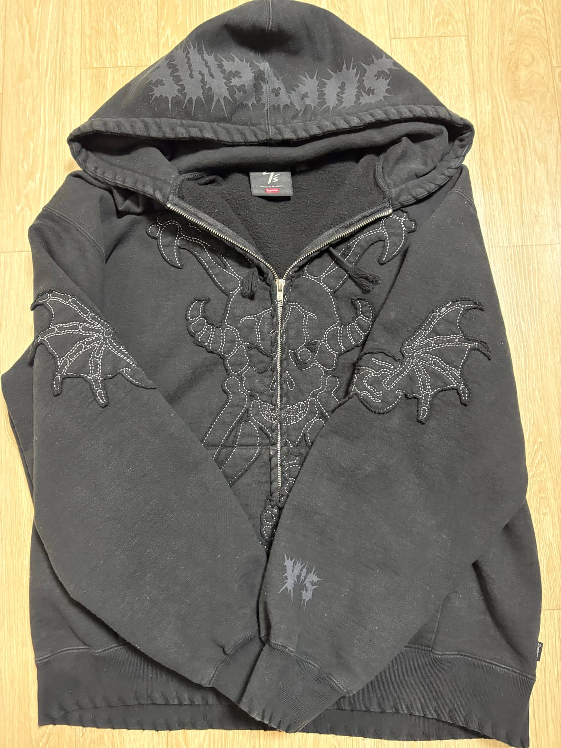 슈프림x요지야마모토 블랙 후드집업 L 상품이미지1