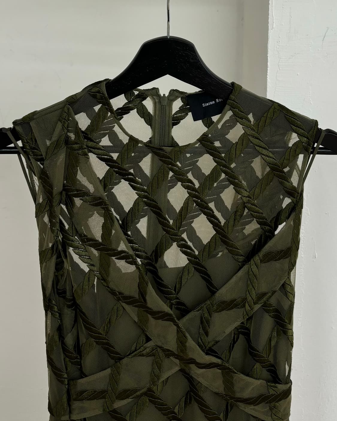 시몬 로샤 카키 슬리브리스 원피스 상품이미지2