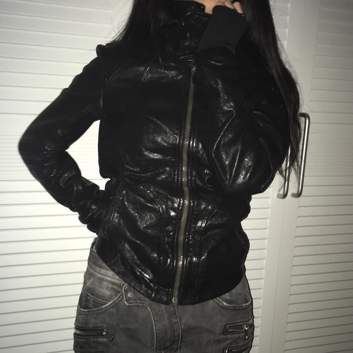 Rick Owens Intarsia High Neck 레더자켓 상품이미지2