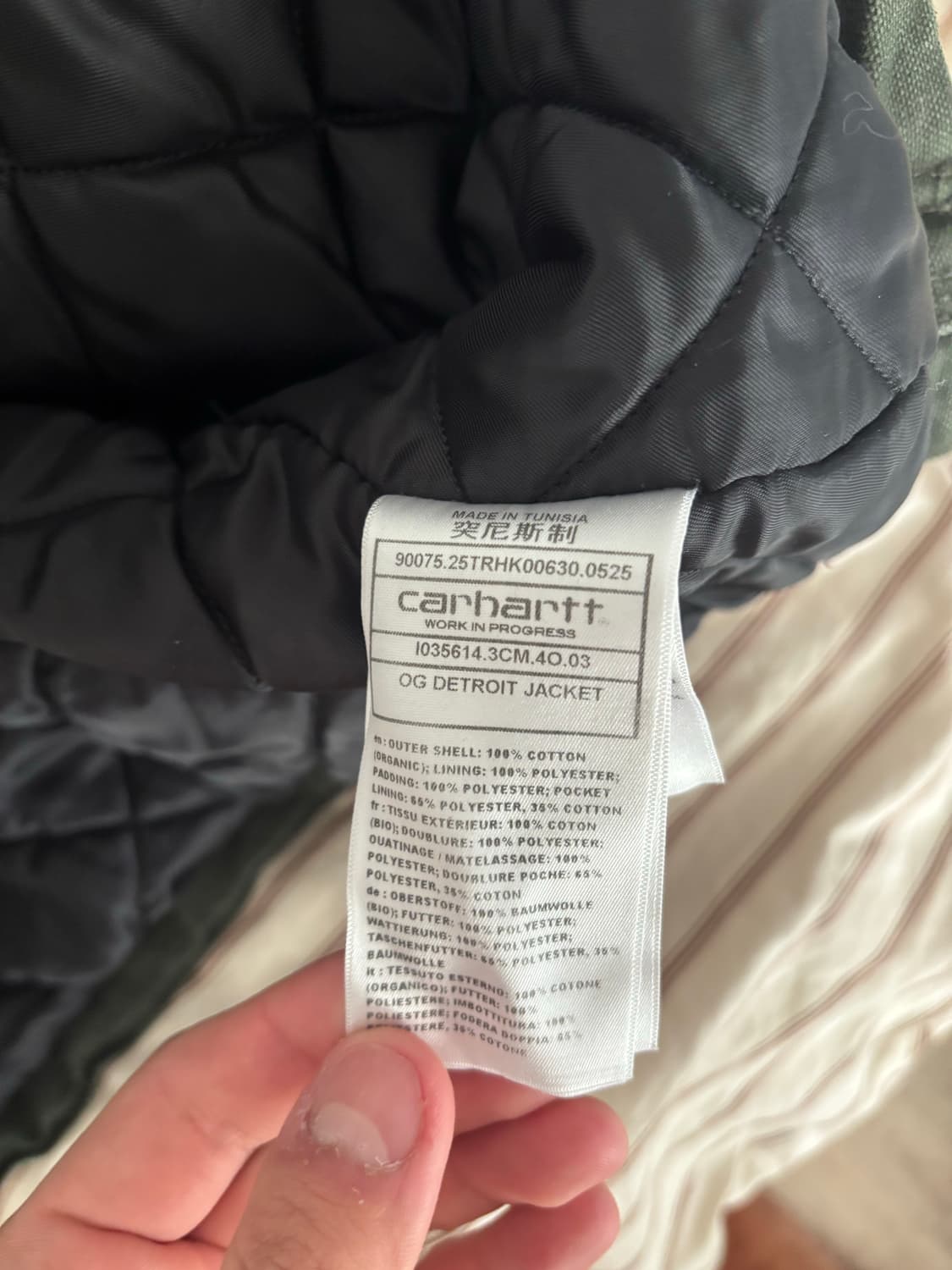 [L] 칼하트 WIP OG 디트로이트 자켓 올리브 블랙 스톤 캔버스 - 상품이미지3