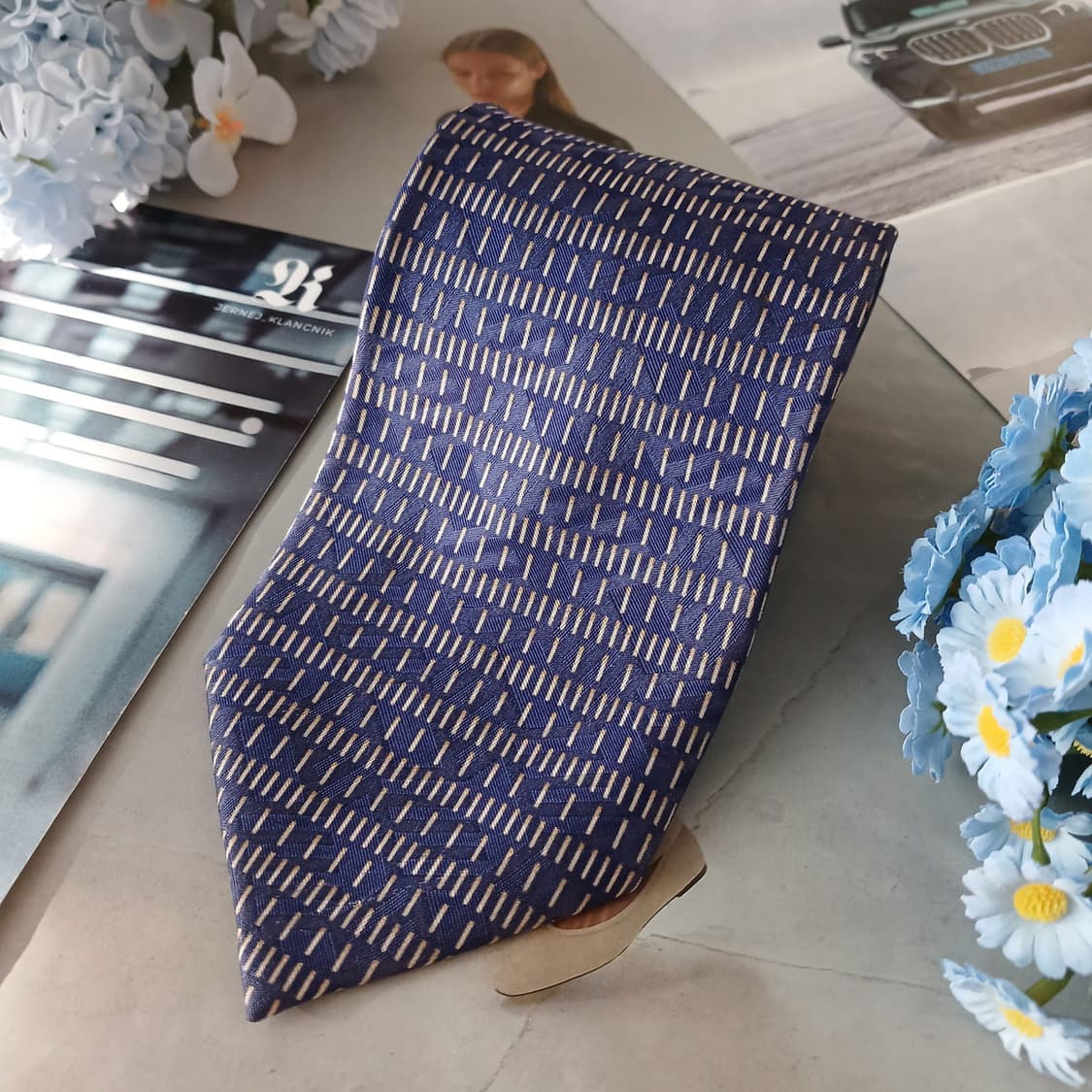 니나리치 실크 기하 스트라이프 넥타이 9.5cm A+등급 A19367
 상품이미지4