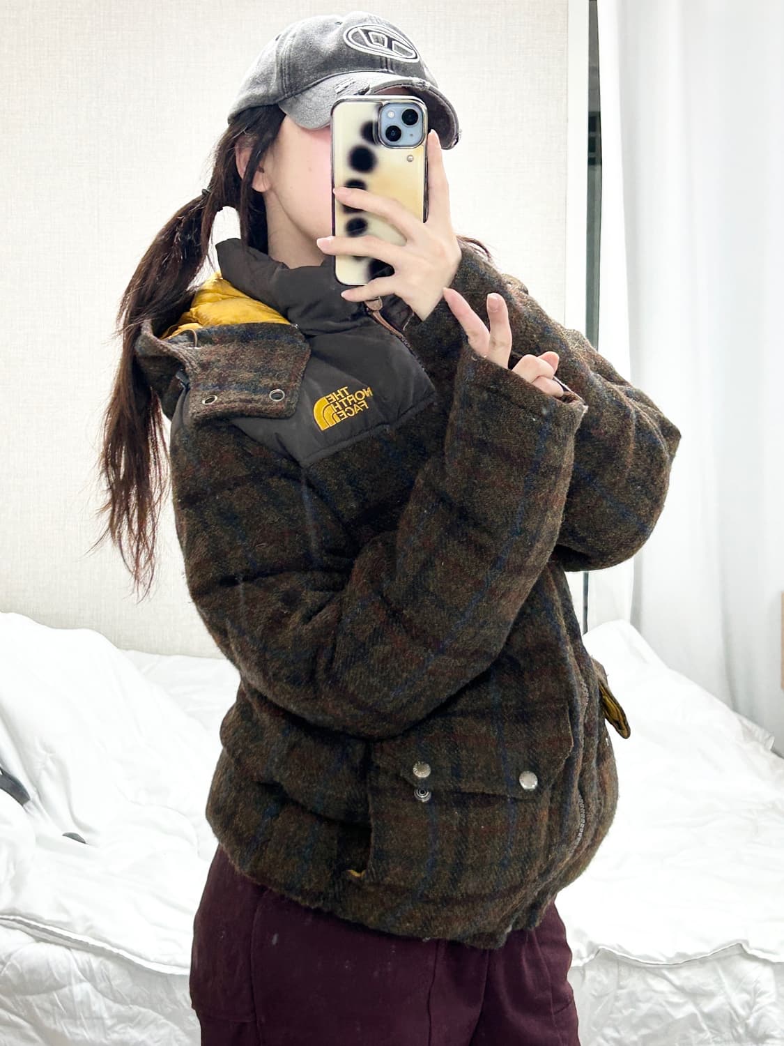 노스페이스 해리스트위드 브라운 체크패딩 상품이미지1