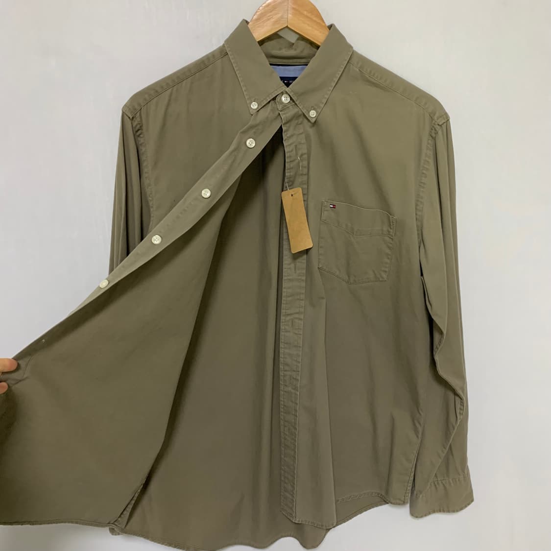타미힐피거 빈티지 카키 남방 셔츠 M 남녀공용 상품이미지7