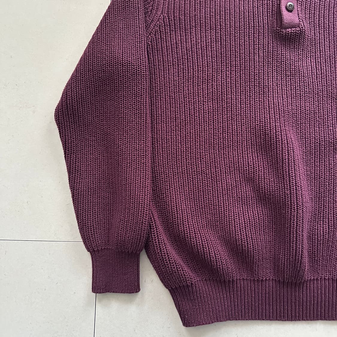 90s 엘엘빈 헨리넥 코튼 니트 XL 상품이미지5