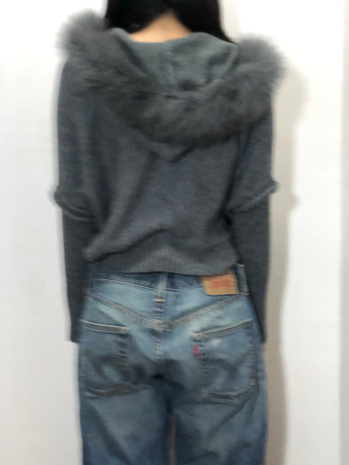 빈티지 그레이 퍼 니트 집업 상품이미지7