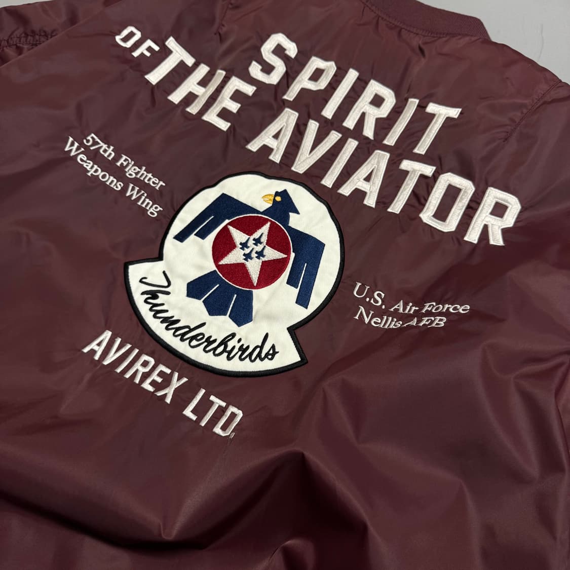 아비렉스(AVIREX) 버건디 양면 패치 썬더버드 MA-1 플라이트 자켓 상품이미지7