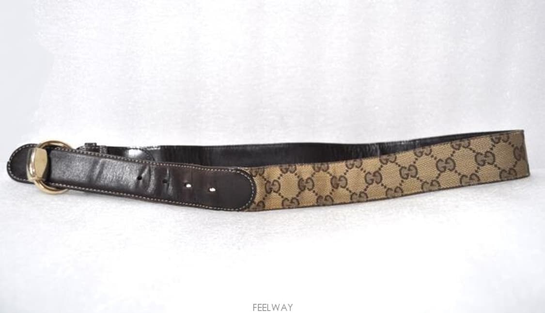 구찌/남성자갸드레더트리밍금장버클벨트(허리28~30)정품 상품이미지2