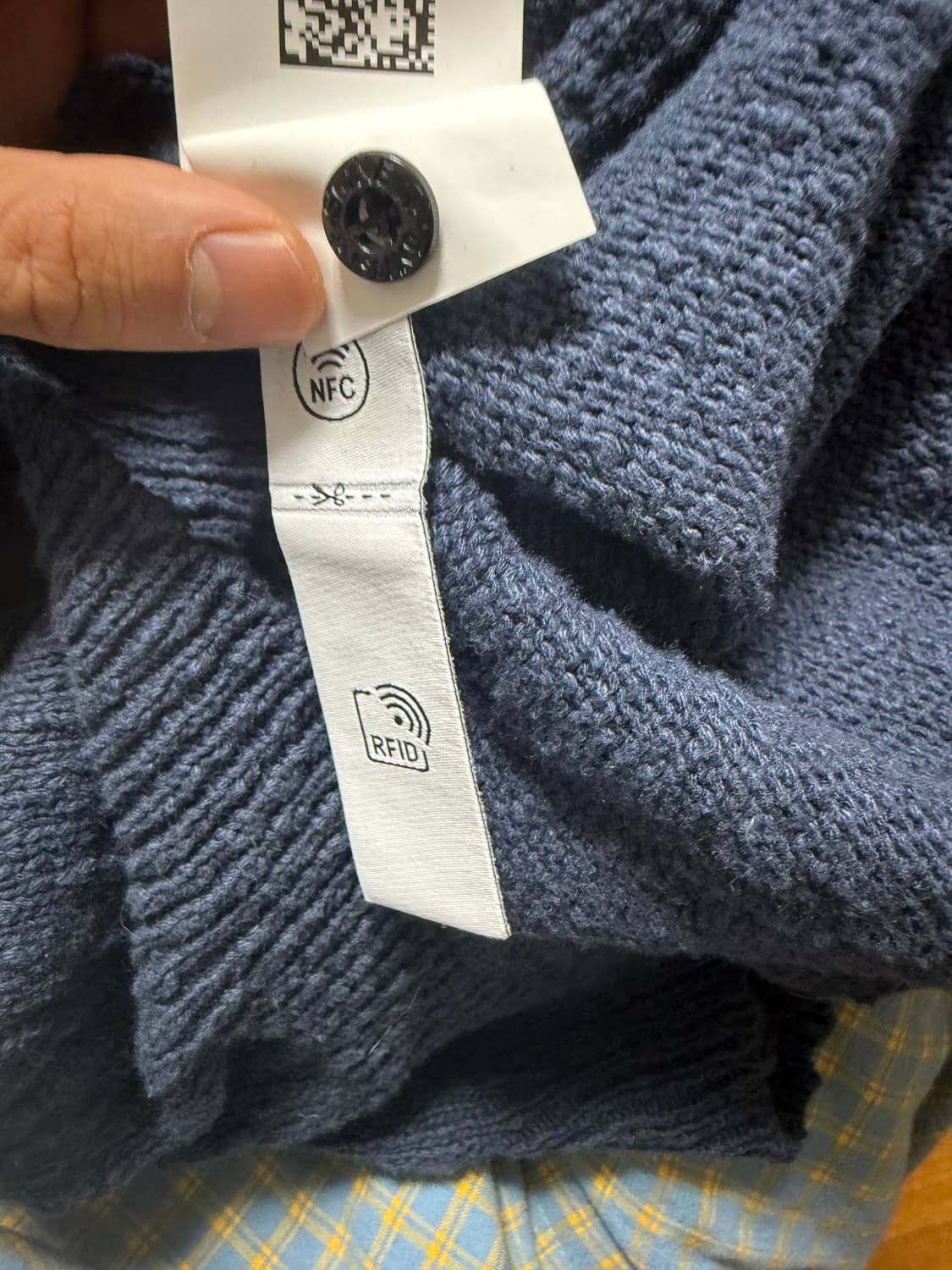 스톤아일랜드 언이븐 코튼 크루넥 니트 네이비 XL 상품이미지5