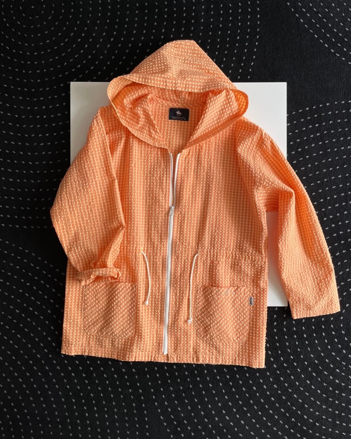 embossing check hood jacket 상품이미지1