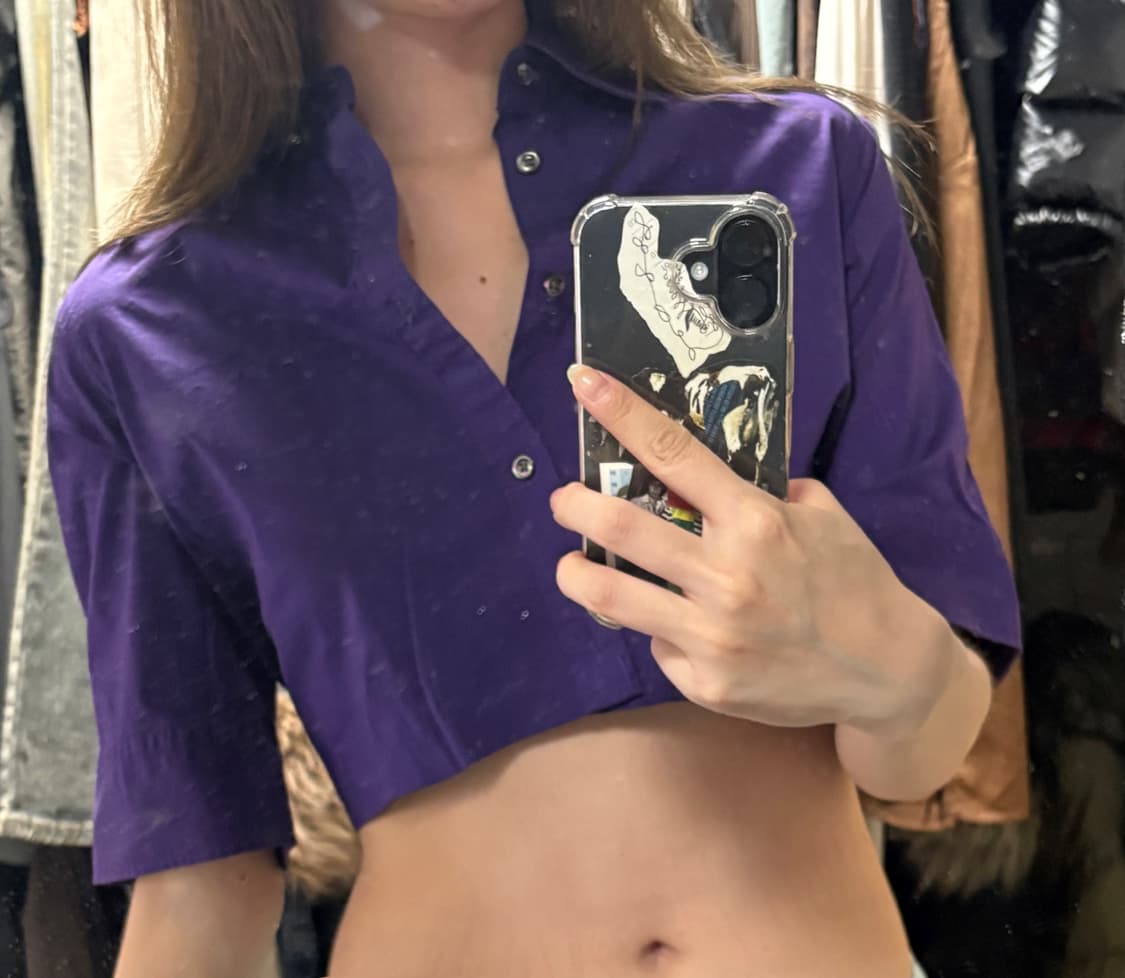 Ralph Lauren purple crop shirt 랄프로렌 크롭 상품이미지2