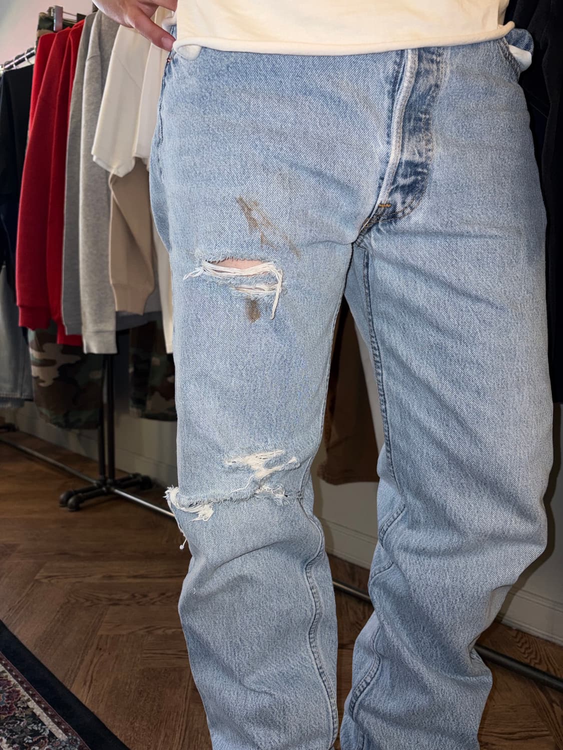 90’s Levi’s 501 USA denim destroyed 상품이미지3