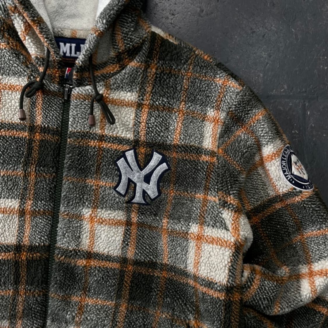 100-105 MLB 양키즈 타탄 체크 후리스 상품이미지2