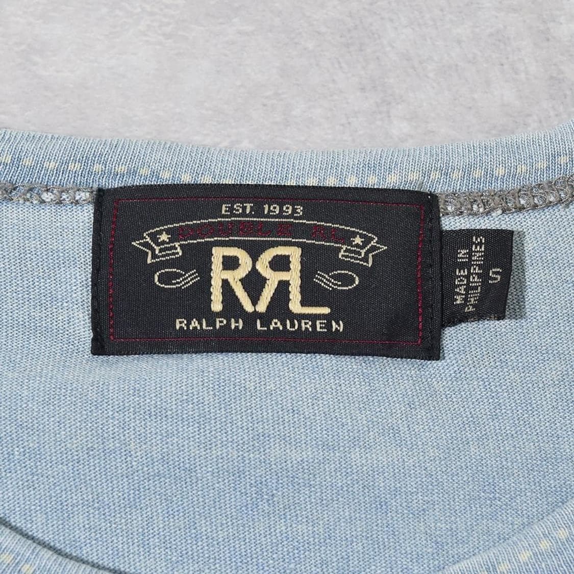 RRL 더블알엘 인디고 워시드 자카드 스트라이프 포켓 반팔티 상품이미지5