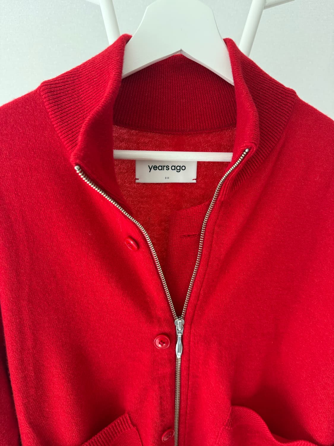 이얼즈어고 MERINO WOOL PLACKET KNIT ZIP UP 레드 상품이미지5