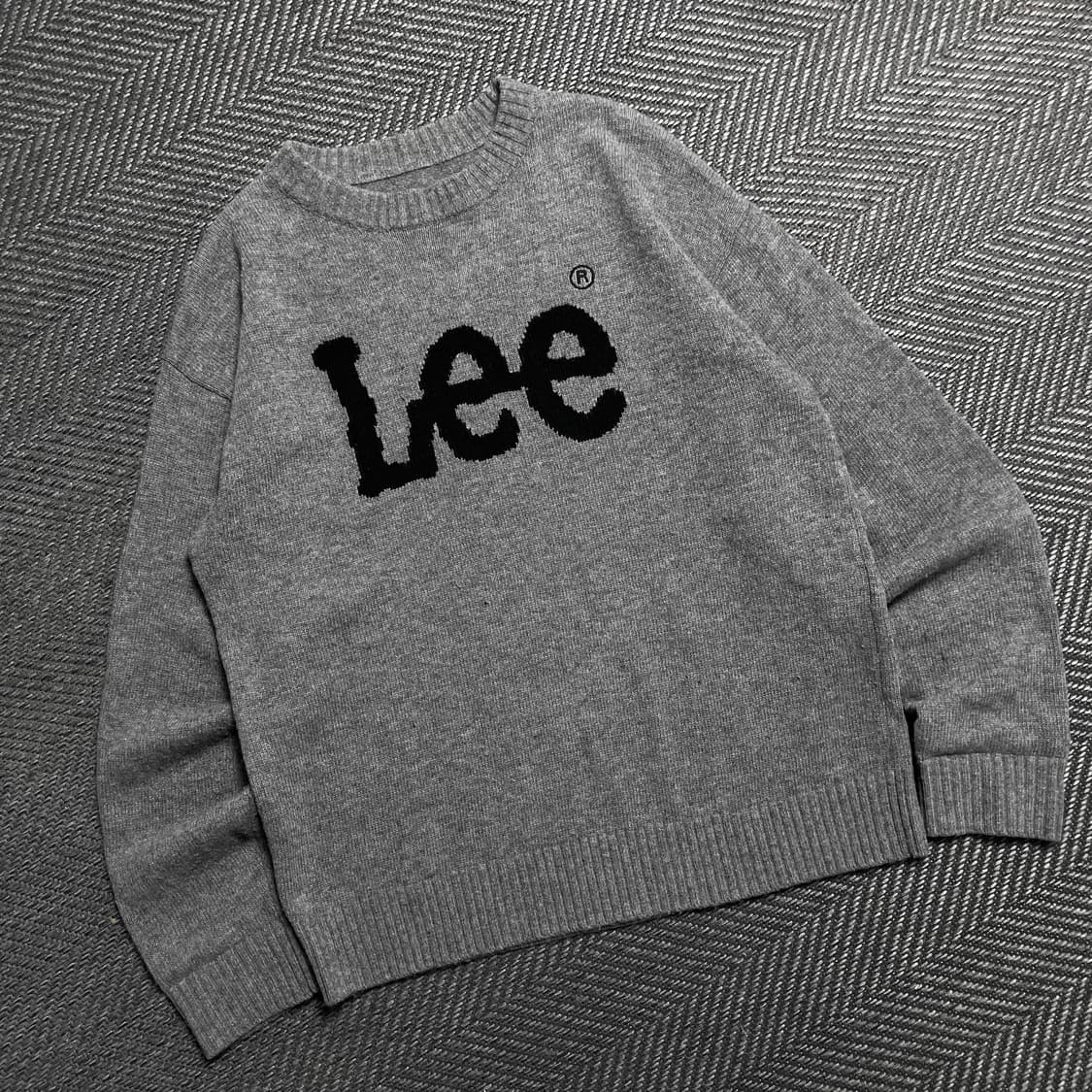 Lee 빅로고 그레이 라운드넥 울 혼방 니트y 5948 상품이미지1